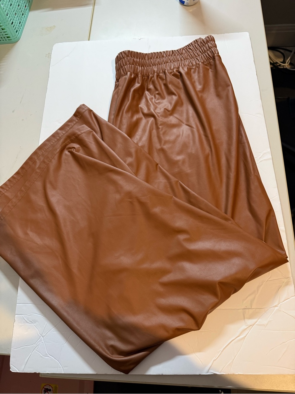Offline by Aerie Real Luxe Faux Leather Wide Leg Pants XL Brown